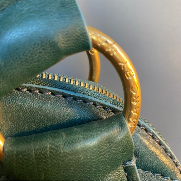 Marc by Marc Jacobs satchel leather plaid lining compartments green gold - Picture 8 of 16